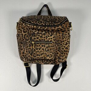 EXCELLENT Fawn Design Diaper Bag Backpack Crossbody Leopard Print Vegan Leather